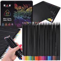 Spalvoti pieštukai su metaliniu dėklu, Black Edition, 24 spalvos, 3,3 mm, AP0124