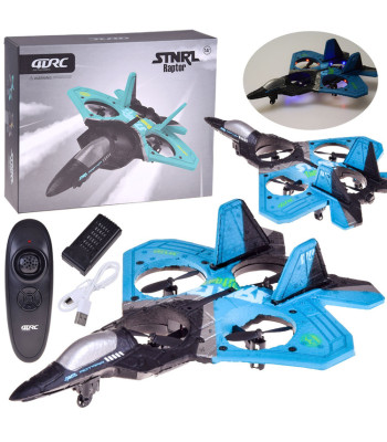 Nuotoliniu būdu valdomas šviečiantis naikintuvo formos dronas Raptor quadcopter RC0726 NI