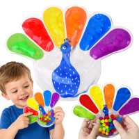 Sensorinis „Fidget Toys“ žaislas – spaudoma silikoninė letenėlė su spalvotais rutuliukais, ZA6552, 22 x 17 x 1 cm
