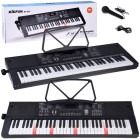 Klasikinis keyboardas su mikrofonu ir medžio faktūros klavišais, 61 klavišas, IN0184
