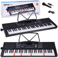 Klasikinis keyboardas su mikrofonu ir medžio faktūros klavišais, 61 klavišas, IN0184