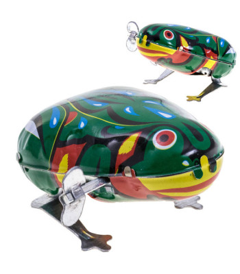 Metalinis šokinėjantis varlės žaislas iš PRL laikų ZA2235, 7,5 x 6 cm