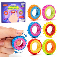 Sensoriniai besisukantys fidget žiedai, antistresinis žaislas, 6 vnt., ZA6619