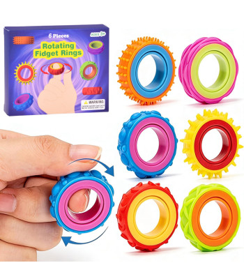 Sensoriniai besisukantys fidget žiedai, antistresinis žaislas, 6 vnt., ZA6619