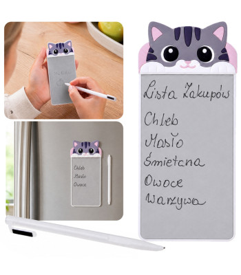 Magnetinis užrašų bloknotas su katinėliu, rašymo ir piešimo lentelė ZA6461