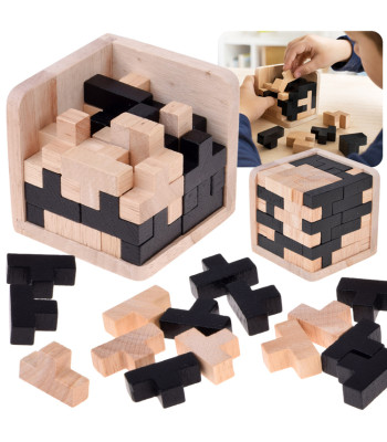 Medinė loginė 3D dėlionė „Tetris“, erdvinis galvosūkis – ZA6610