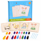 Medinė Montessori varstymo dėlionė, 4 gyvūnėlių šablonai su siūlais ZA6543