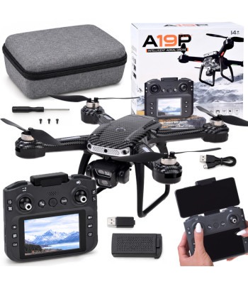 Dronas su HD kamera, ekranu valdomu pultu, kliūčių apėjimu ir dėklu A19P RC0774