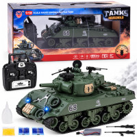 Nuotoliniu būdu valdomas tankas Sherman M4A3 su dūmais ir garsu, RC0769, 36 × 16 × 18 cm