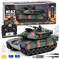 Nuotoliniu būdu valdomas RC tankas su dūmais, garsu ir šviesomis, Abrams M1A1 RC0770, 45 × 16,5 × 18 cm