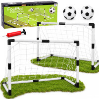 Futbolo vartų rinkinys vaikams su 2 vartais, 2 kamuoliais ir pompa, SP0886, 95 × 70 × 48 cm