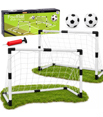 Futbolo vartų rinkinys vaikams su 2 vartais, 2 kamuoliais ir pompa, SP0886, 95 × 70 × 48 cm