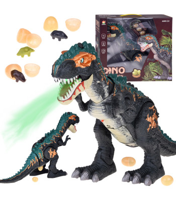 Didelis vaikščiojantis dinozauras robotas T-rex, riaumojantis ir dedantis kiaušinius, su šviesos efektais ZA5716