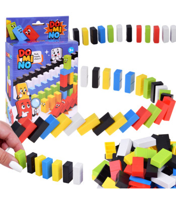 Spalvotas domino vaikams, 100 elementų, edukacinis žaislas ZA6290, 3 x 1,5 x 1 cm
