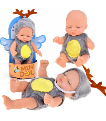 Mini lėlė-kūdikis elniuko kostiumu su judančiomis rankomis, kojomis ir galva, 11 cm, ZA6454