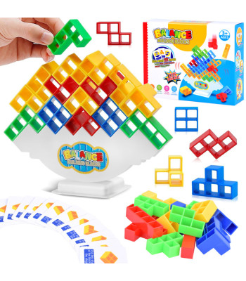 Konstrukciniai kaladėliai „Tetris Tower 3D“ – balansinis bokštas, vikrumo žaidimas ZA4967