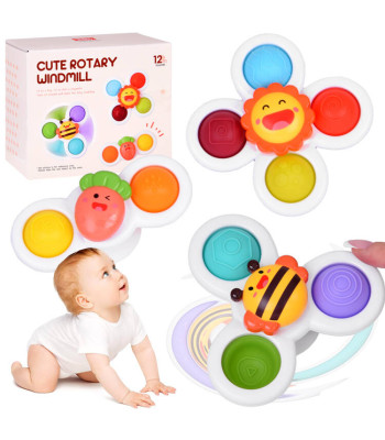 Sensoriniai fidget spinneriai su siurbtukais, 3 vnt. ZA5340