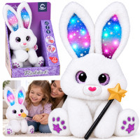 Interaktyvus baltas pliušinis triušis, šokantis, šviečiantis ir grojantis – ZA6329, 30 cm