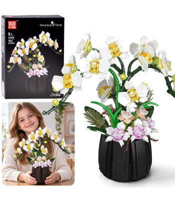 Konstruktoriaus kaladėlių rinkinys „Orchidėja vazone“ – 1014+ elementų, ZA6378