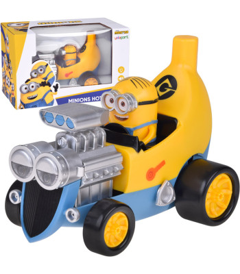 Žaislinis minionas bananiniame automobilyje su šviesomis, garsais ir vibracija ZA5941