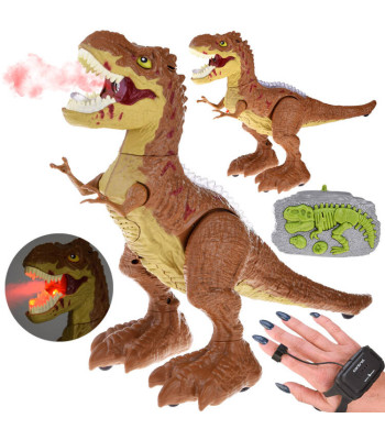 Gestais ir pulteliu valdomas riaumojantis, šviečiantis dinozauras, 2 viename, RC0625 BR