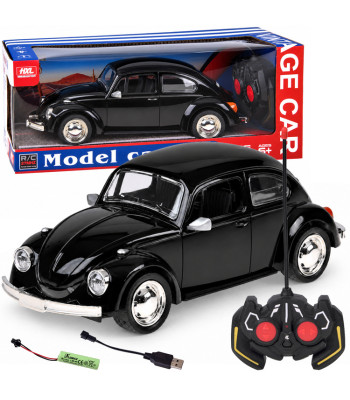 Nuotoliniu būdu valdomas RC automobilis „Garbus“ – retro, juodas, 1:16, 27 MHz, RC0759