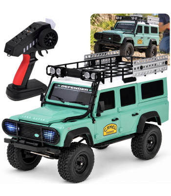 Nuotoliniu būdu valdomas visureigis Land Rover Defender 110, žalias, 4WD, 2,4 GHz, 1:18, MN-111, RC0762