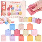 Minkštos sensorinės guminės kaladėlės, pastelinės, 12 vnt. ZA6635