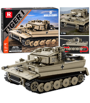 Konstravimo kaladėlės „Tiger I“ tankui „World of Tanks“, Reobrix, 1140 vnt., 1:28, ZA5807