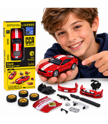Licencijuotas metalinis automobilio modelis su tuningo priedais, raudonas, Ford Mustang GT 2018, ZA6458, 1:42