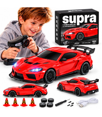 Toyota Supra nuotoliniu būdu valdomas drift automobilis 4x4 su LED, RC0803, 1:43