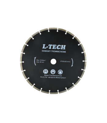 Segmentinis deimantinis pjovimo diskas, juodas (10), L-TECH, 300x8x25,4mm