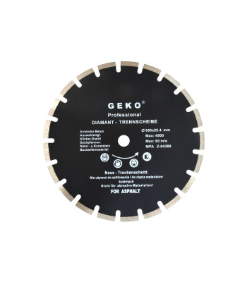 Deimantinis segmentinis pjovimo diskas asfaltui ir šviežiam betonui GEKO (10), 350x25,4 mm
