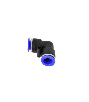 Automatinė kampinė PU/PE pneumatinės žarnos jungtis L tipo 6 mm (50/100/500)