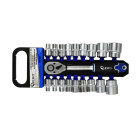 GEKO lizdinių raktų komplektas su terkšle, 19 dalių, Cr-V, 8–32 mm, 1/2″