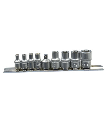 9 dalių Torx galvučių rinkinys, GEKO (50), E5–E16, 1/4 ir 3/8"