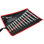 Plokščiųjų ir žiedinių raktų satininis komplektas, CrV, 12 vnt., 6–22 mm