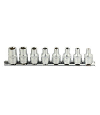 Torx galvučių rinkinys, 8 vnt., CRV (5/20), 3/8", E4–E14 mm