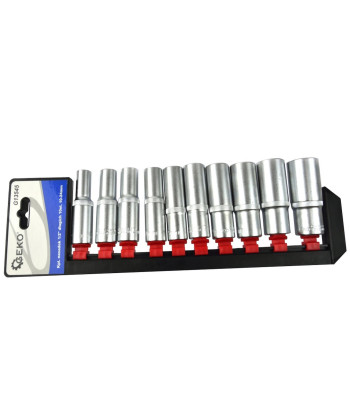 Ilgų 1/2" šešiakampių galvučių komplektas, 10 vnt., 10–24 mm
