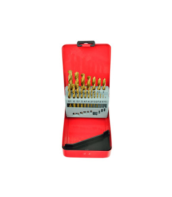 Grąžtų rinkinys HSS TiN metalinėje dėžutėje, 19 vnt. (40/80), 1–10 mm
