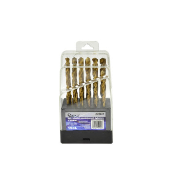 Grąžtų komplektas metalui HSS TiN plastikiniame dėkle, 19 vnt., 1–10 mm (5/50)