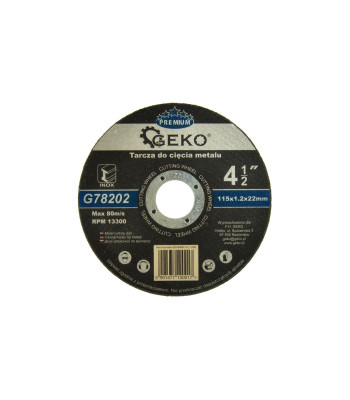 Pjovimo diskas metalui, nerūdijančiajam plienui ir spalvotiesiems metalams GEKO Premium Inox (10/100/400), 115x1,2x22,23 mm