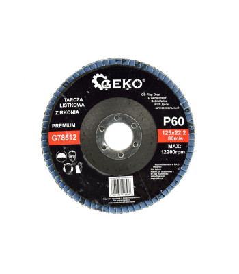 Žiedlapinis šlifavimo diskas su cirkonio oksidu GEKO PREMIUM CYRKON 125 mm P60 (10/200)