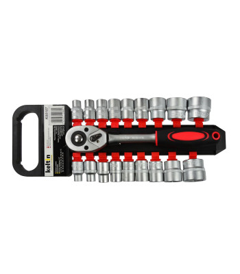 Galvučių raktų komplektas su terkšle KELTIN – 8–32 mm, 1/2", 19 dalių (5/10)