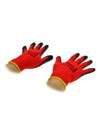 Apsauginės nitrilu dengtos pirštinės, raudonos ir juodos, GEKO /RED Nitryl/ (12/300), 8 dydis