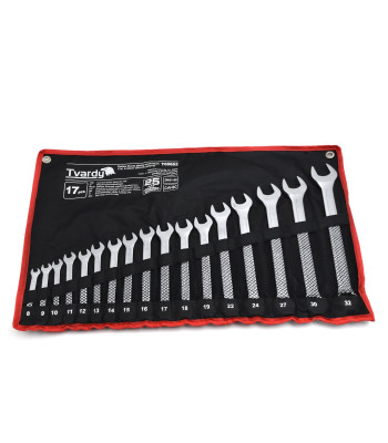 TVARDY plokščiųjų ir žiedinių raktų rinkinys CRV-CS (satino apdaila)(6) – 17 vnt., 8-32mm