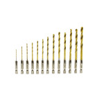 Titaninių HSS grąžtų rinkinys su HEX kotu, 1,5–6,5 mm, 13 vnt.