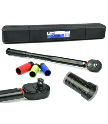 Dinamometrinis raktas su 3 smūginėmis galvutėmis, Black HD (10), 1/2", 28–210 Nm