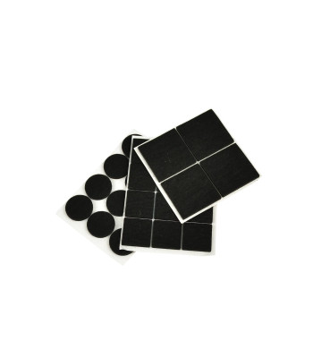 Veltinės baldų apsaugos – juodos, lipnios, 28 vnt., 25 mm, 25x25 mm, 40x40 mm (25/250)