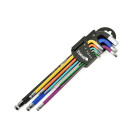 Spalvotų ilgų HEX šešiakampių raktų rinkinys, 9 vnt., plienas S2, 1,5–10 mm, 234 mm